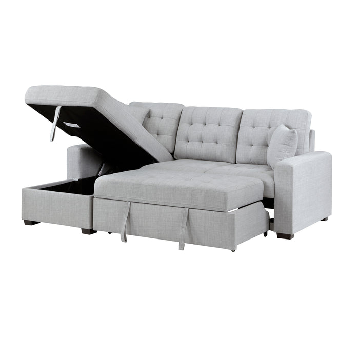 #McCafferty Sectional w/Sleeper & Storage LAF LITE GREY