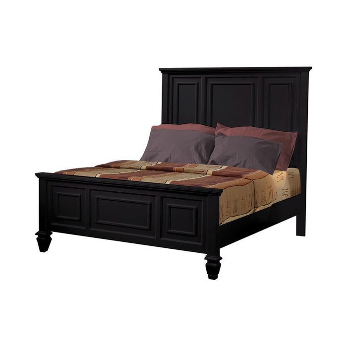 Sandy Beach Queen Panel Bed with High Headboard Black