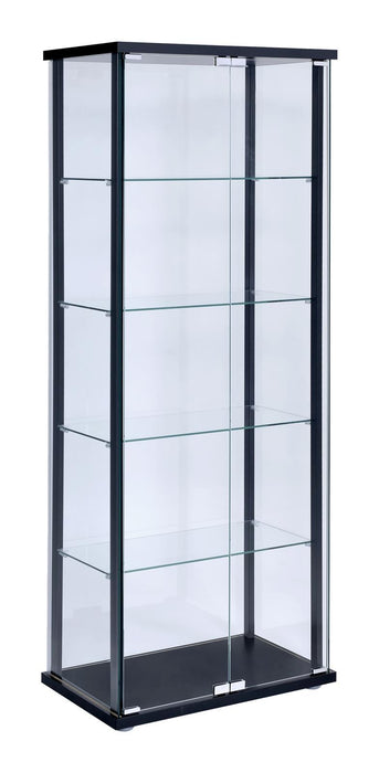 Delphinium 5-shelf Glass Curio Cabinet Black and Clear