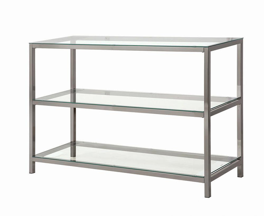 Trini Sofa Table with Glass Shelf Black Nickel