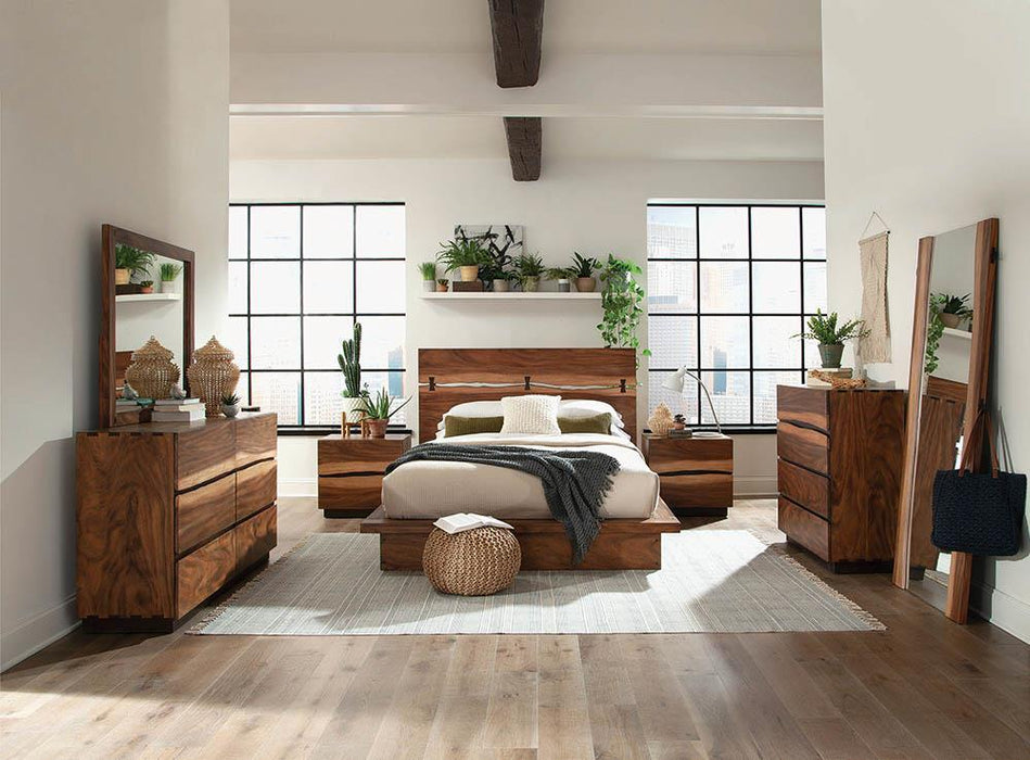 Winslow Storage Eastern King Bed Smokey Walnut and Coffee Bean