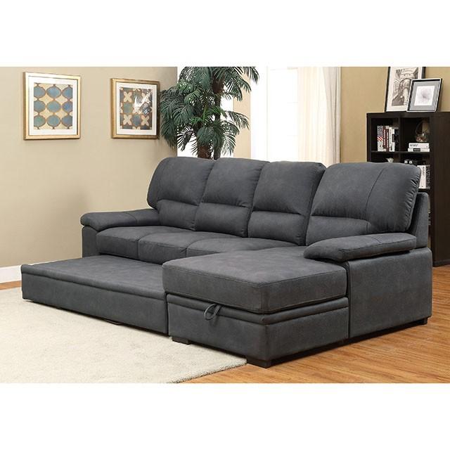 ALCESTER Brown & Gray Sectional w/ Sleeper, Ash
