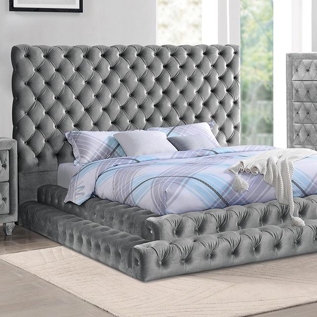 STEFANIA E.King & Queen Bed, Black & Gray