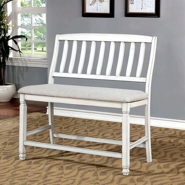 Kaliyah Antique White Counter Ht. Bench image