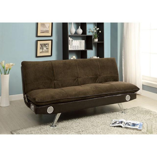 gallagher-dark-brownchrome-futon-sofa-w-bluetooth-speaker-brown