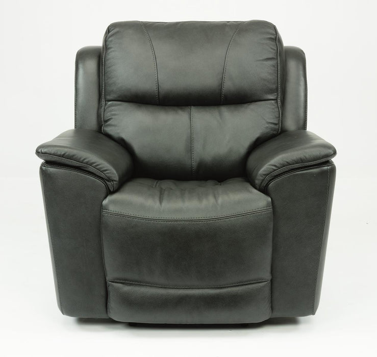 Flexsteel Latitudes Cade Leather Power Recliner w/Power Headrest in Black