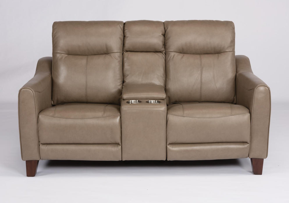 Flexsteel Latitudes Forte Leather Power Reclining Loveseat w/Console & Power Headrests