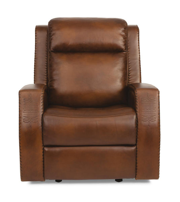 Flexsteel Latitudes Mustang Leather Power Gliding Recliner w/Power Headrests