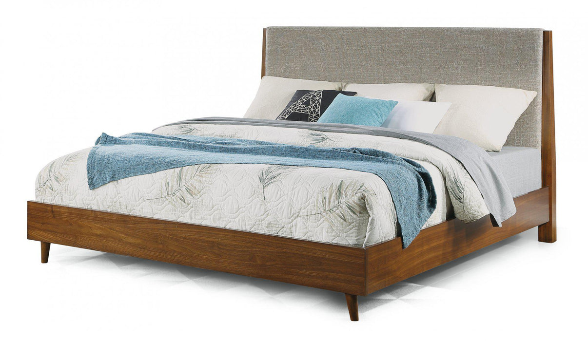 Flexsteel Wynwood Ludwig Upholstered King Platform Bed in Medium Brown