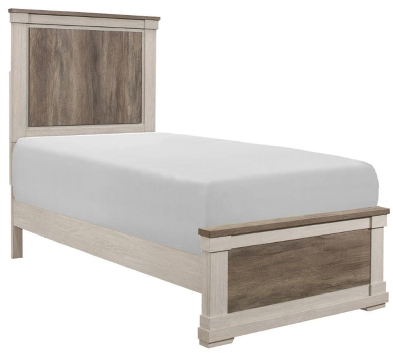 Arcadia Twin Panel Bed in White & Weathered Gray 1677T-1