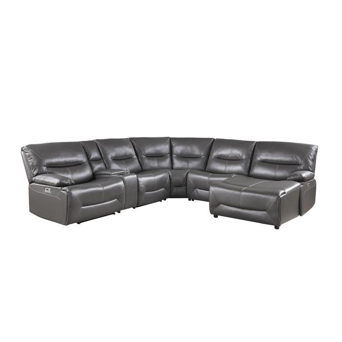 9579GRY6LRRCPW - (6)6-Piece Power Reclining Sectional with Right Chaise image