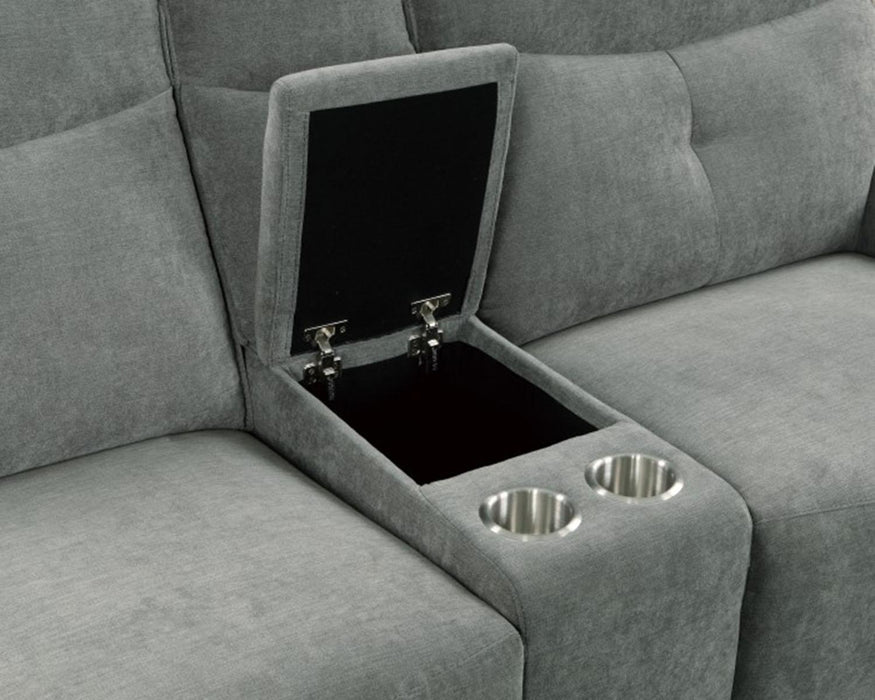 Tesoro Power Double Reclining Loveseat in Dark Gray 9509DG-2CNPWH