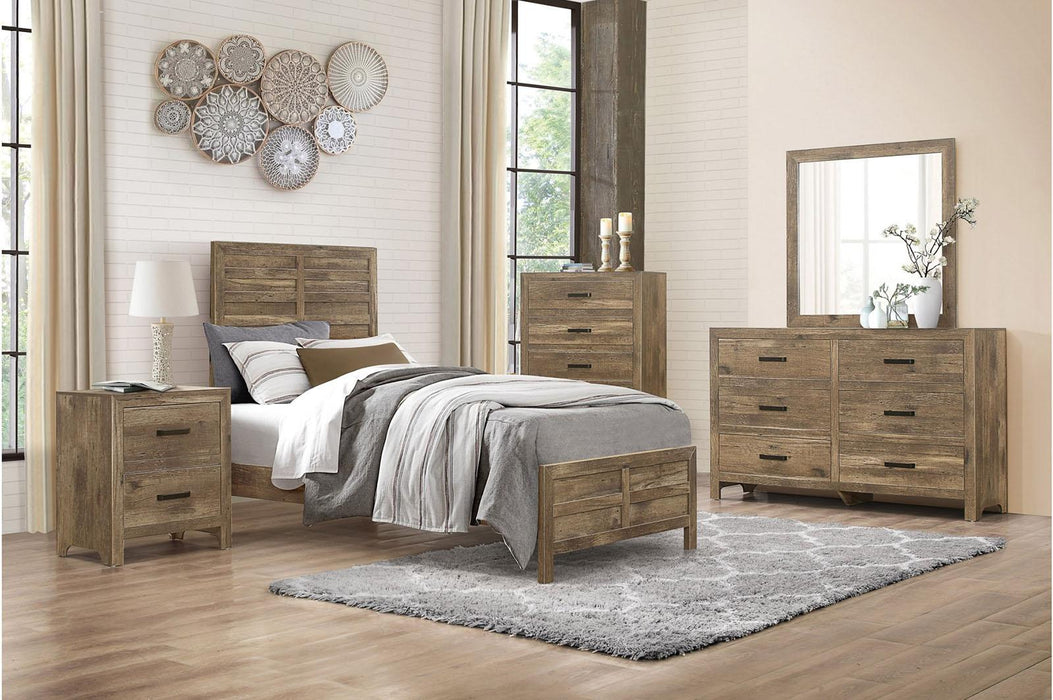 Mandan Twin Panel Bed in Weathered Pine 1910T-1