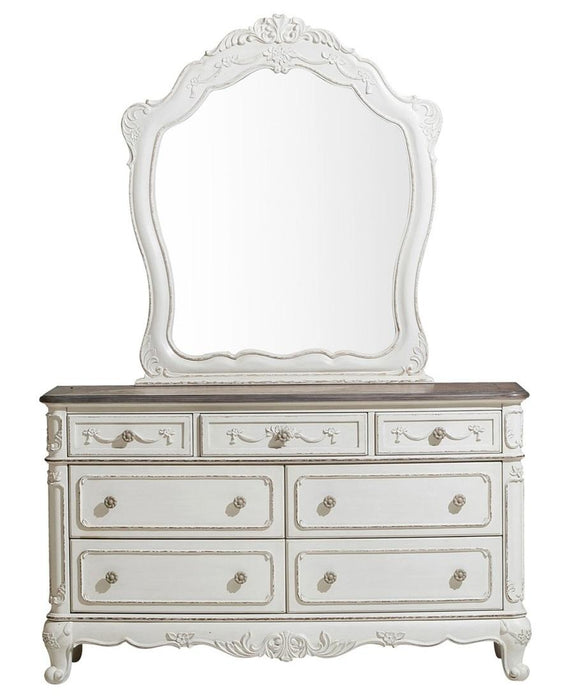 Cinderella 7 Drawer Dresser in Antique White with Grey Rub-Through 1386NW-5