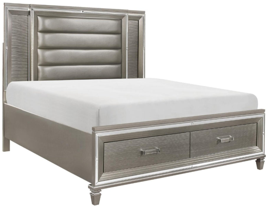 Tamsin Queen Upholstered Storage Bed in Silver Grey Metallic 1616-1