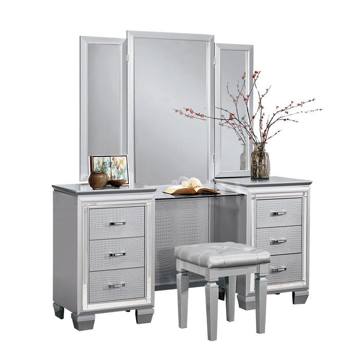 Allura Vanity Dresser with Mirror in Silver 1916-15 image