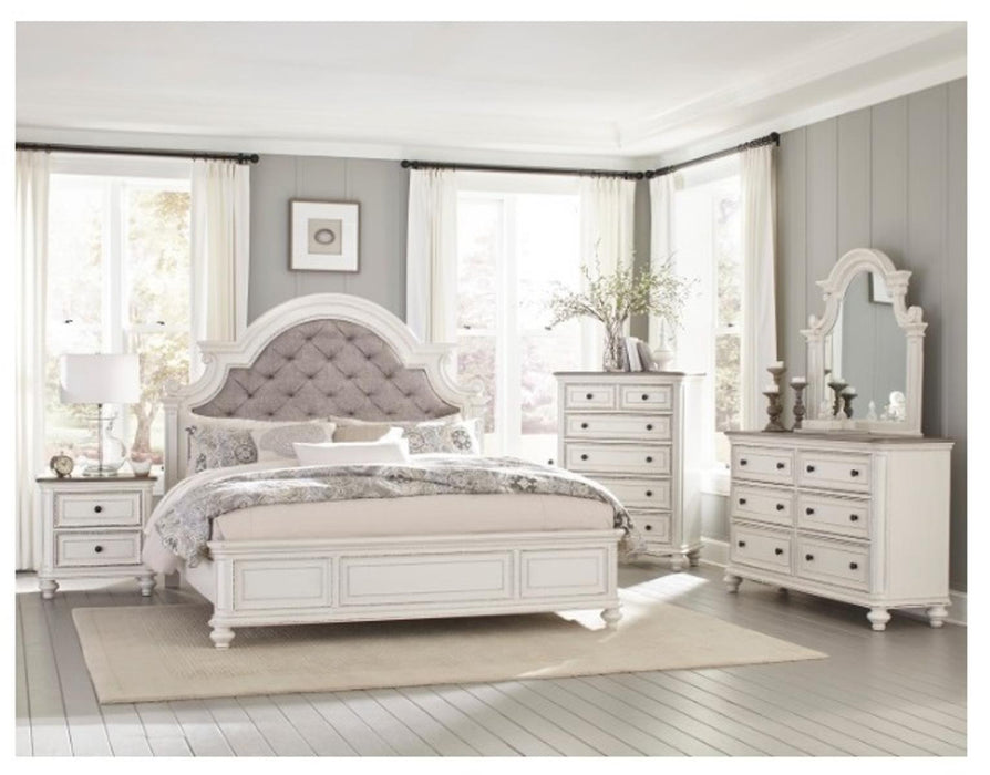 Baylesford Queen Upholstered Panel Bed in Antique White 1624W-1