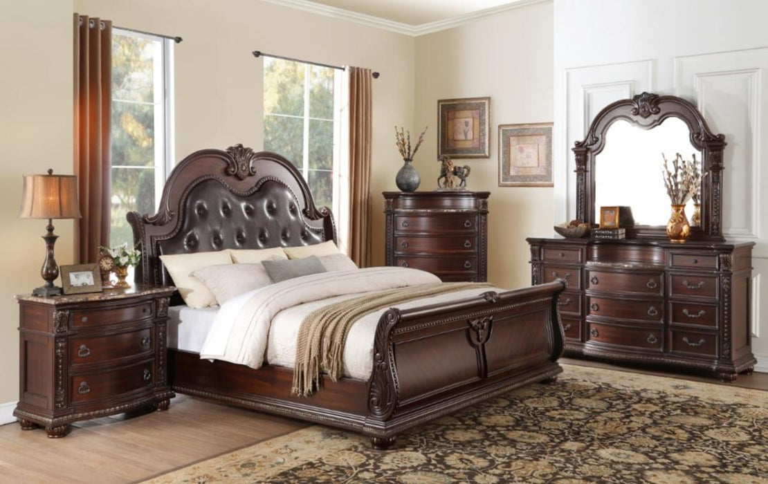 Cavalier Queen Sleigh Bed in Dark Cherry 1757-1