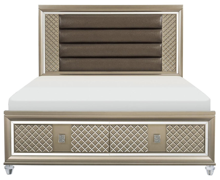 Loudon Queen Platform with Storage Bed in Champagne Metallic 1515-1