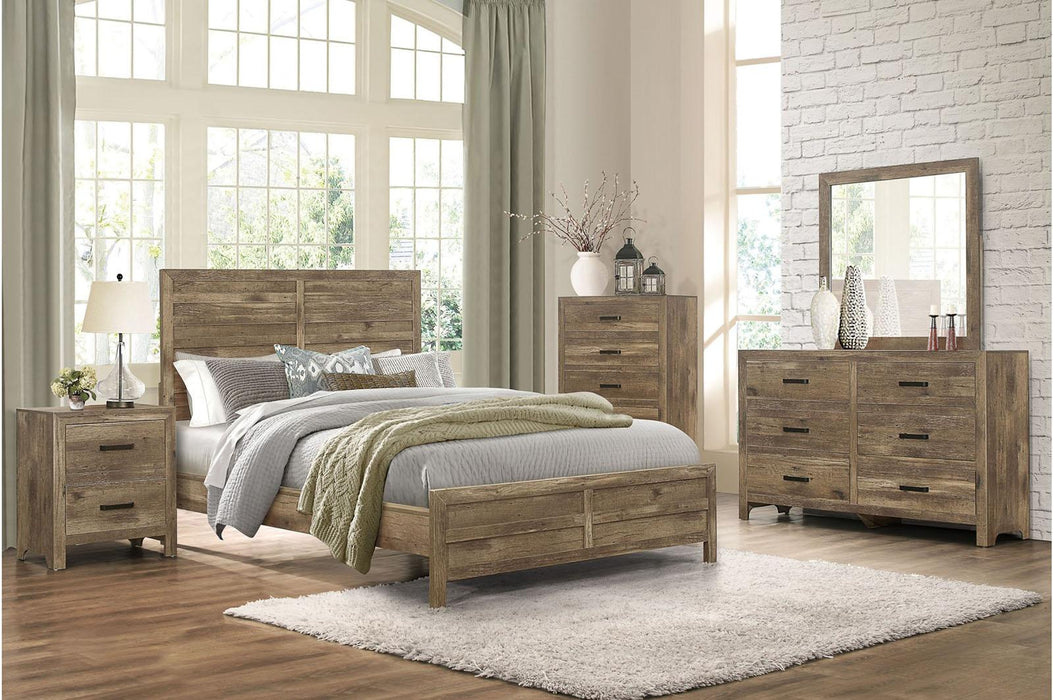 Mandan Queen Panel Bed in Weathered Pine 1910-1