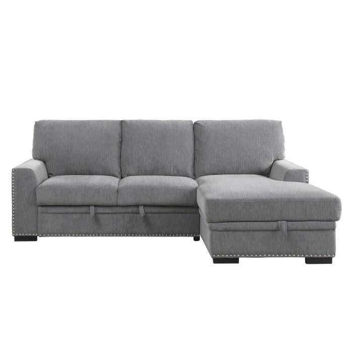 Morelia 2pc Sectional with Pull Out Bed and Right Chaise in Dark Gray 9468DG2RC2L image