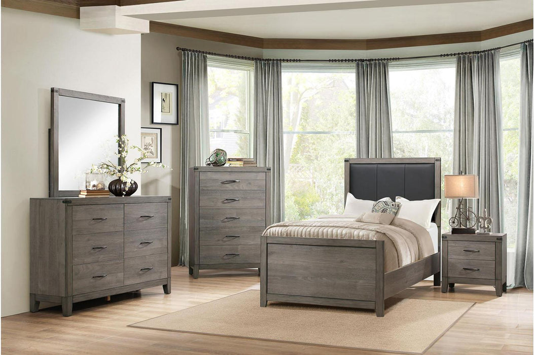 Woodrow Twin Panel Bed in Gray 2042T-1