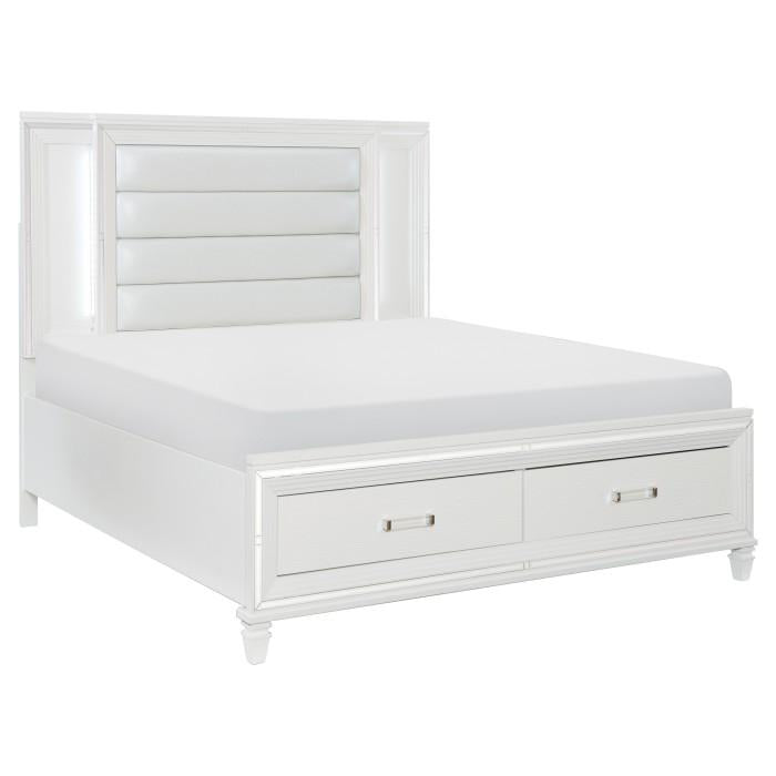 Tamsin (3) Queen Platform Bed with LED Lighting and Footboard Storage