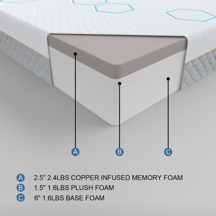 Queen 10 inch copper infused Memory Foam Mattress