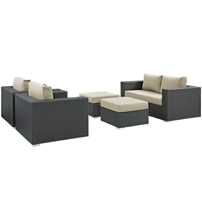 Sojourn 5 Piece Outdoor Patio Sunbrella� Sectional Set