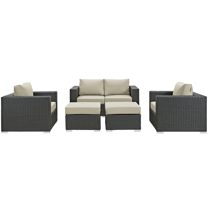 Sojourn 5 Piece Outdoor Patio Sunbrella� Sectional Set