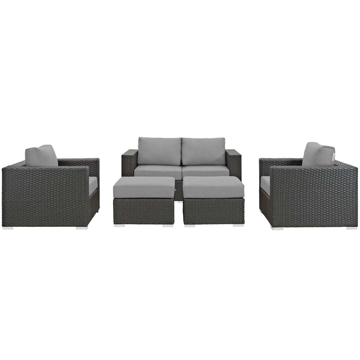 Sojourn 5 Piece Outdoor Patio Sunbrella� Sectional Set