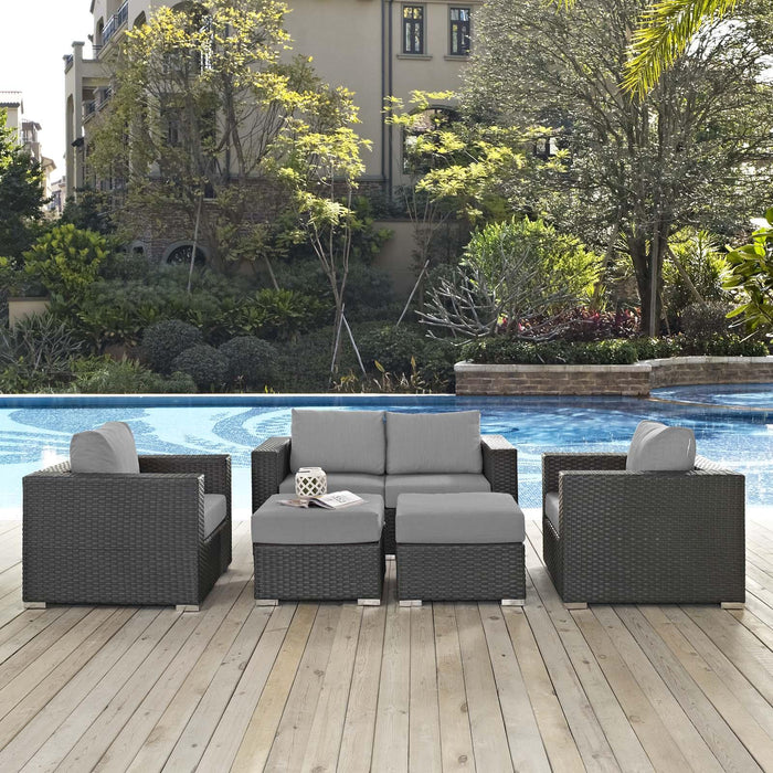 Sojourn 5 Piece Outdoor Patio Sunbrella� Sectional Set