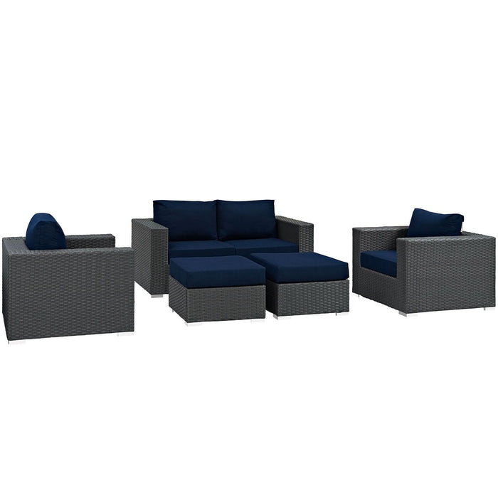 Sojourn 5 Piece Outdoor Patio Sunbrella� Sectional Set