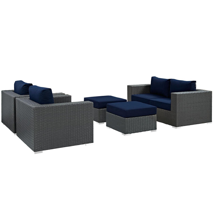 Sojourn 5 Piece Outdoor Patio Sunbrella� Sectional Set