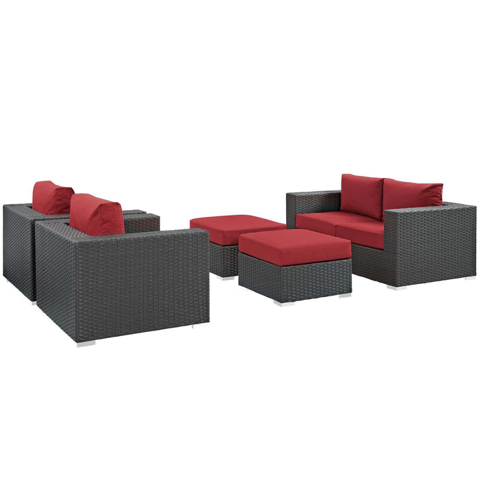 Sojourn 5 Piece Outdoor Patio Sunbrella� Sectional Set