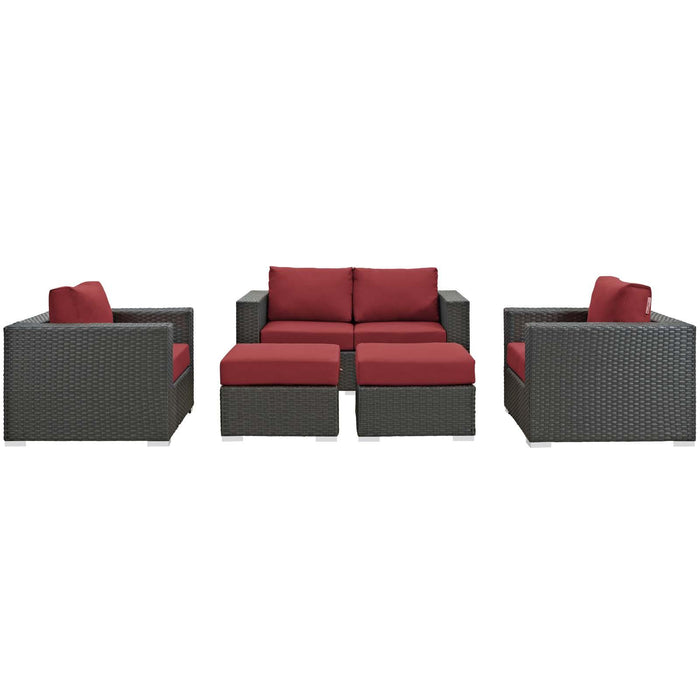 Sojourn 5 Piece Outdoor Patio Sunbrella� Sectional Set