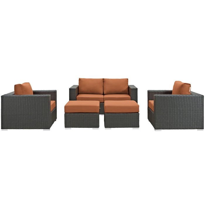 Sojourn 5 Piece Outdoor Patio Sunbrella� Sectional Set