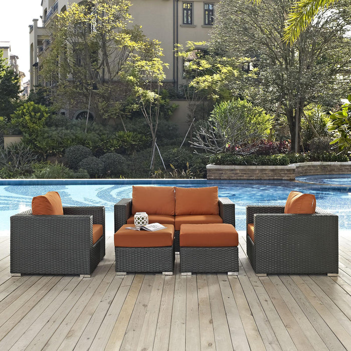 Sojourn 5 Piece Outdoor Patio Sunbrella� Sectional Set