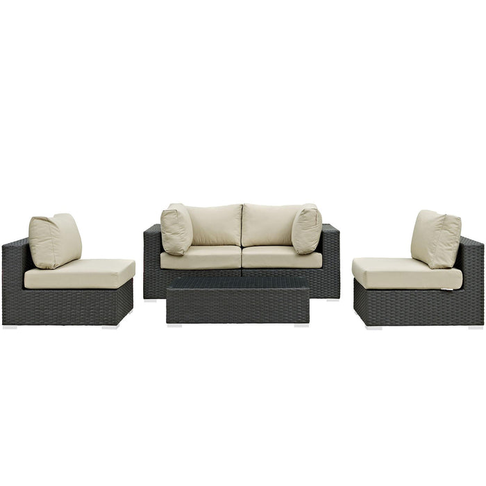 Sojourn 5 Piece Outdoor Patio Sunbrella� Sectional Set