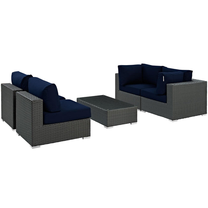 Sojourn 5 Piece Outdoor Patio Sunbrella� Sectional Set