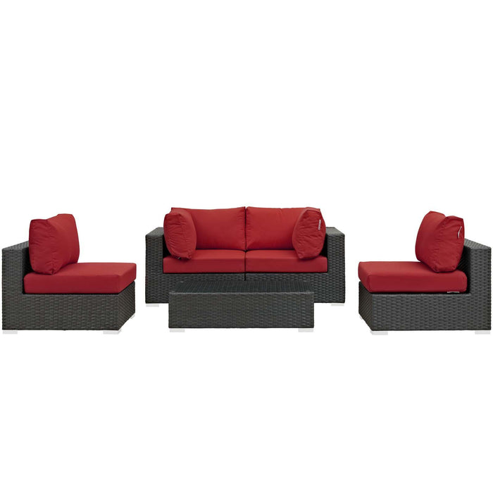 Sojourn 5 Piece Outdoor Patio Sunbrella� Sectional Set