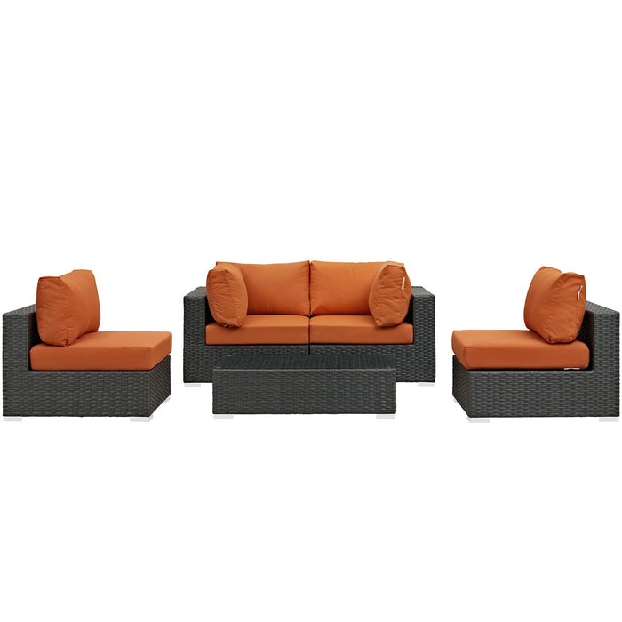 Sojourn 5 Piece Outdoor Patio Sunbrella� Sectional Set