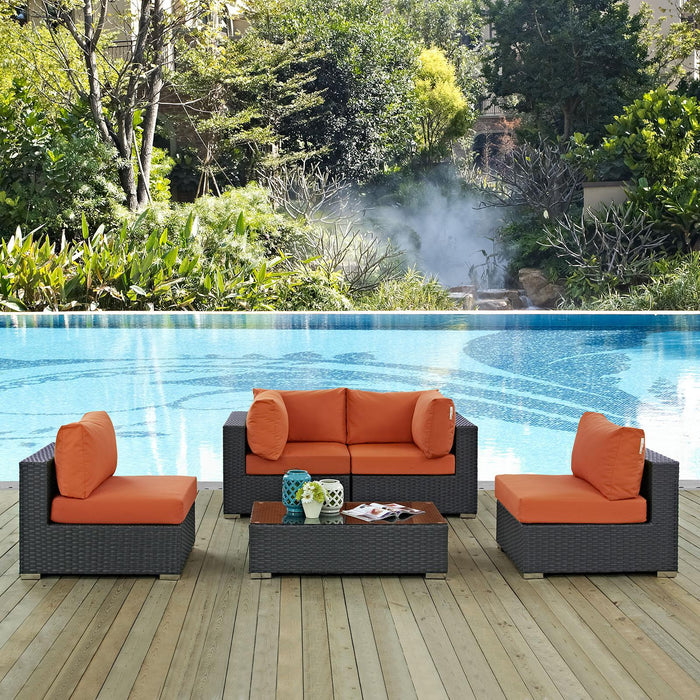 Sojourn 5 Piece Outdoor Patio Sunbrella� Sectional Set