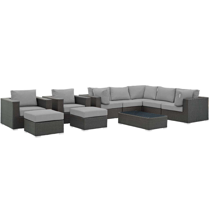 Sojourn 10 Piece Outdoor Patio Sunbrella� Sectional Set