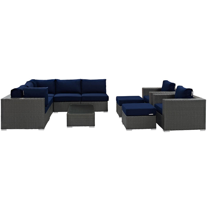 Sojourn 10 Piece Outdoor Patio Sunbrella� Sectional Set