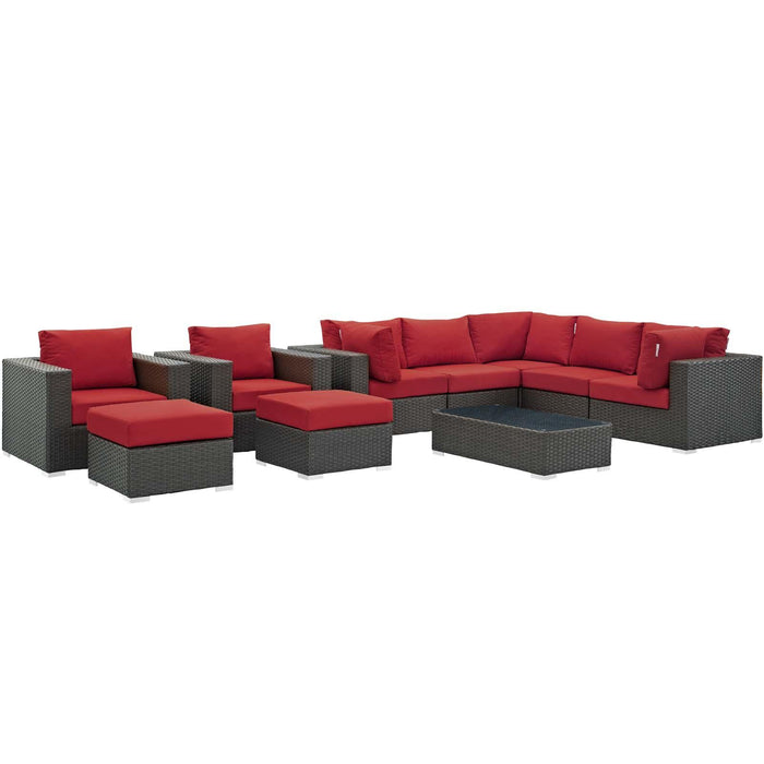 Sojourn 10 Piece Outdoor Patio Sunbrella� Sectional Set