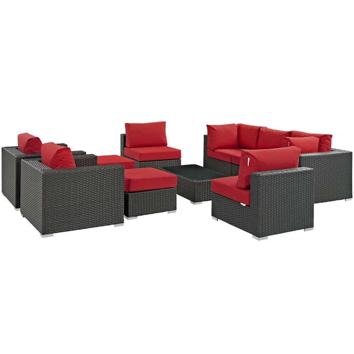 Sojourn 10 Piece Outdoor Patio Sunbrella� Sectional Set