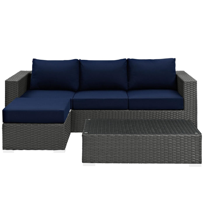 Sojourn 3 Piece Outdoor Patio Sunbrella� Sectional Set