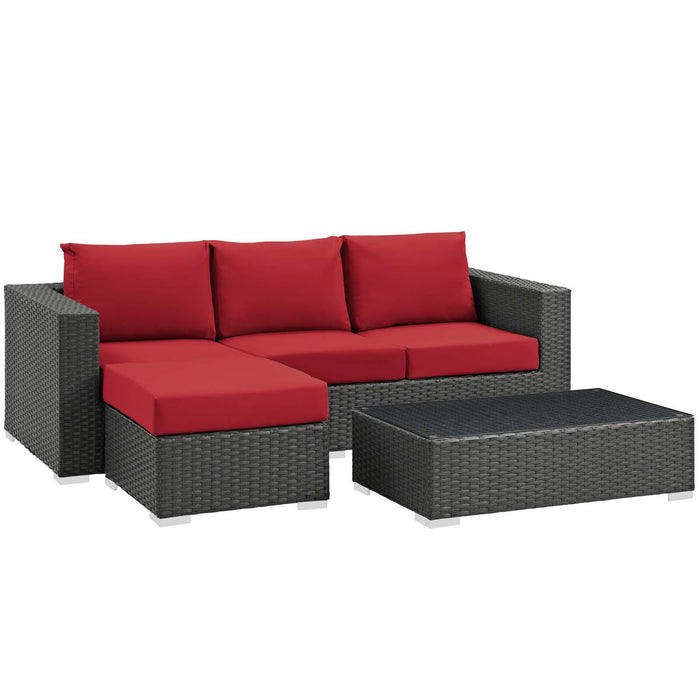 Sojourn 3 Piece Outdoor Patio Sunbrella� Sectional Set