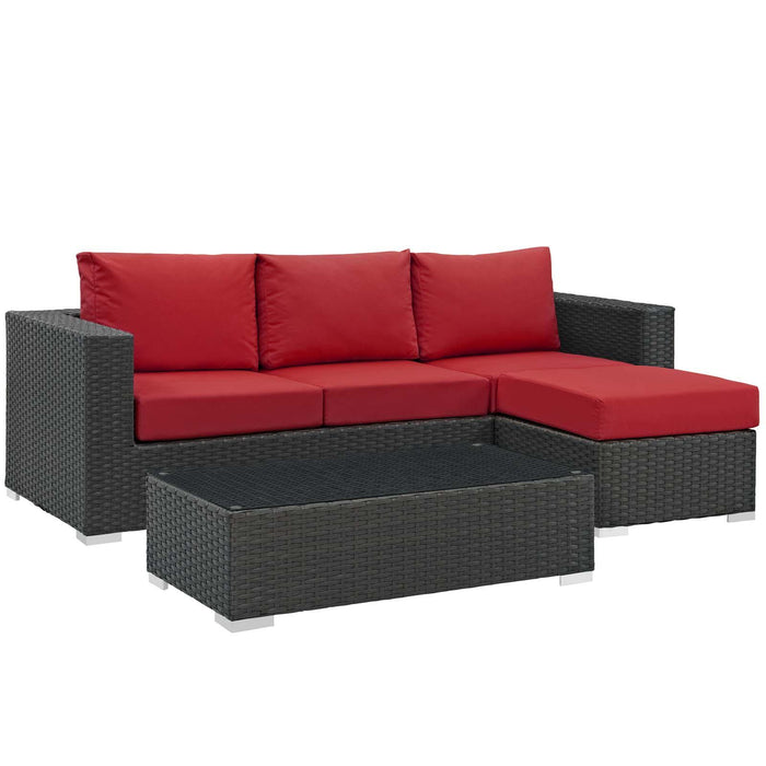 Sojourn 3 Piece Outdoor Patio Sunbrella� Sectional Set